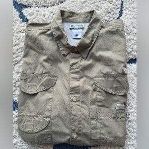 Columbia Men’s PFG Bonehead Short Sleeve Vented Fishing Shirt Sage size XL